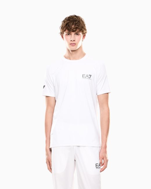EA7 White Breathable Technical Fabric Ventus7 Shirt Tennis Pro for men