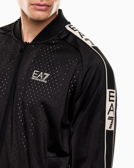 EA7 Black Graphic Series Cotton Zip-Up Sweatshirt for men