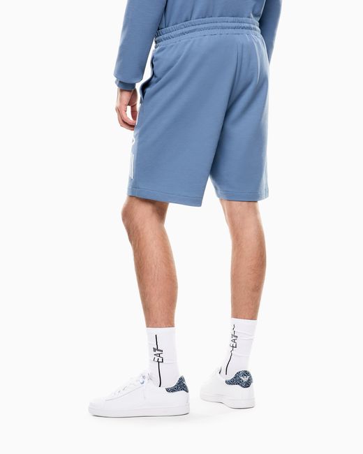 EA7 Blue Core Identity Cotton Shorts for men