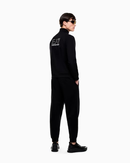 EA7 Black Visibility Pure Cotton Tracksuit for men