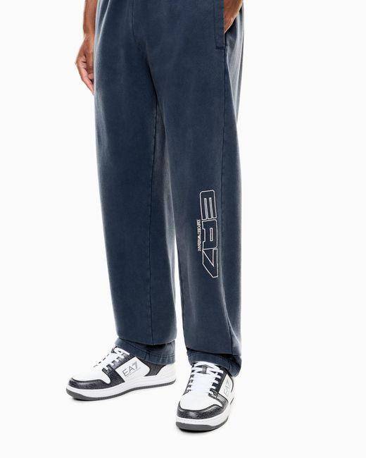 EA7 Blue Logo Series Pure Cotton Trousers for men
