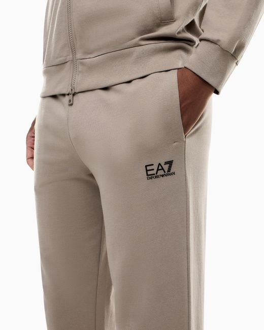 EA7 Natural Cotton Suit With Zip And Stand Collar Core Identity for men