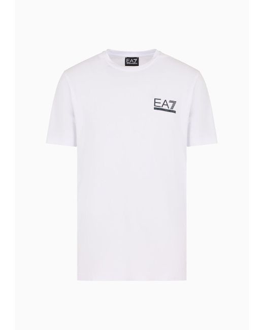 EA7 White Tennis Club Crew-neck T-shirt In A Stretch Viscose Blend for men