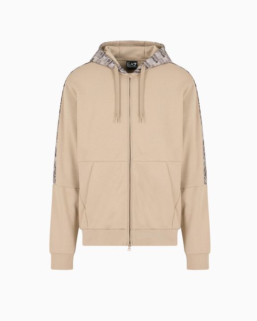 Felpa Con Cappuccio Logo Series di EA7 in Natural da Uomo