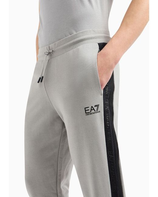 EA7 Gray Cotton Logo Series Joggers for men
