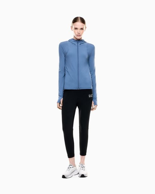 EA7 Blue Dynamic Athlete Hooded Sweatshirt