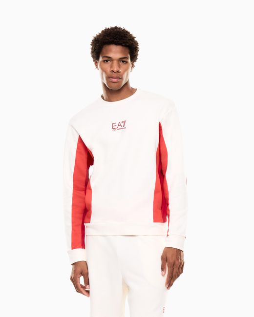 EA7 Red Summer Block Pure Cotton Sweatshirt for men