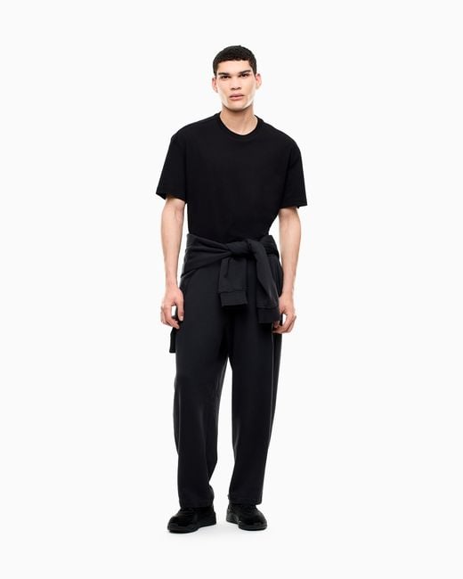 EA7 Black T-Shirt & Cotton Jersey Rib Details for men