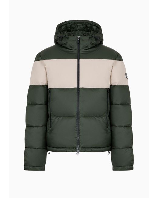 EA7 Green Hooded, Padded Jacket for men