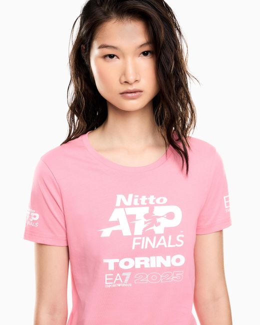 EA7 Pink Nitto Atp Finals Crew Neck T-Shirt With Event Logo