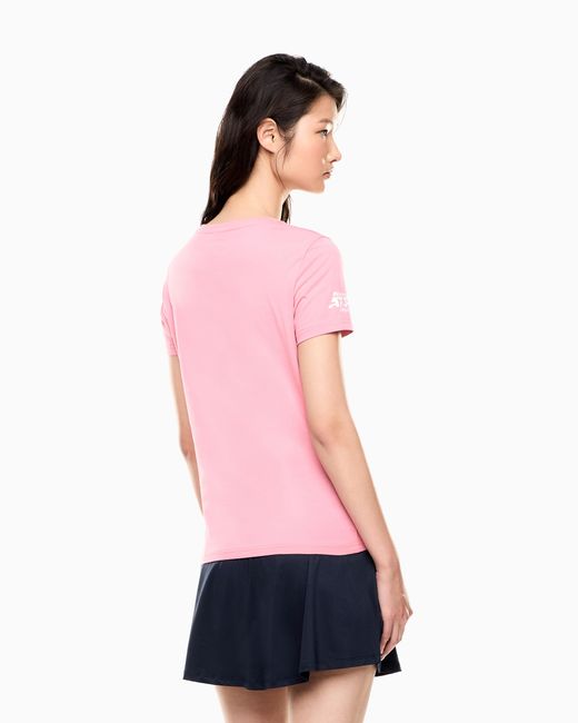 EA7 Pink Nitto Atp Finals Crew Neck T-Shirt With Event Logo