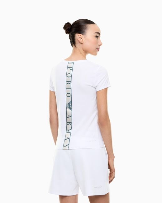 EA7 White Natural Ventus7 Technical Fabric T-Shirt