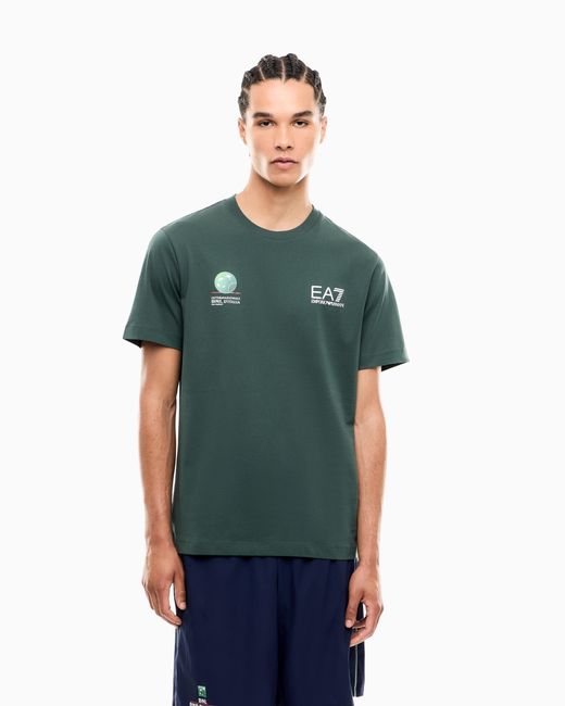 EA7 Green Internazionali Bnl D'Italia Cotton Crew-Neck T-Shirt for men