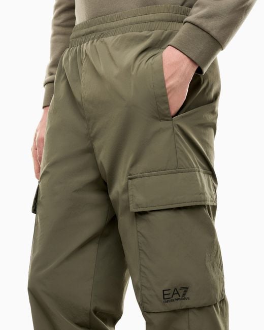 EA7 Green Cargo Pants Core Identity Regular Fit Woven Fabric for men