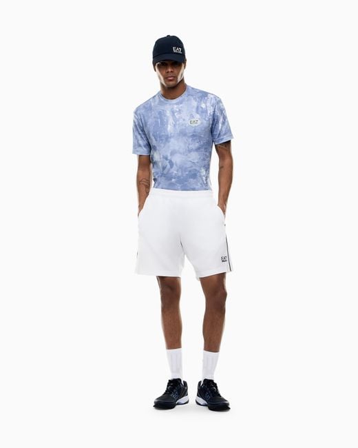 EA7 Blue Tennis Pro Print T-Shirt for men