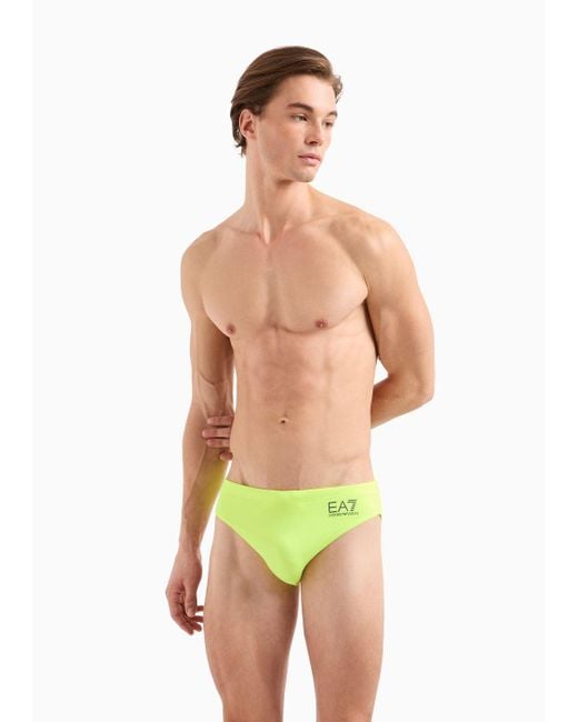 EA7 Yellow Low-waisted Swim Briefs With Asv Logo for men