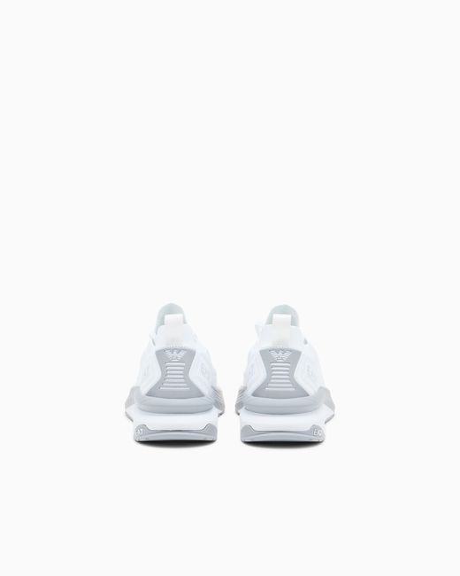 EA7 White Crusher Sonic Knit Sneakers
