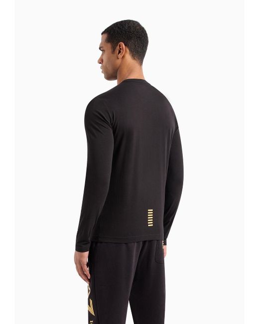 EA7 Black Core Identity Long-sleeved T-shirt for men
