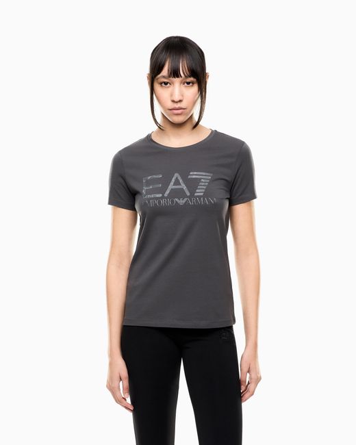 EA7 Gray Graphic Series Stretch-Jersey T-Shirt