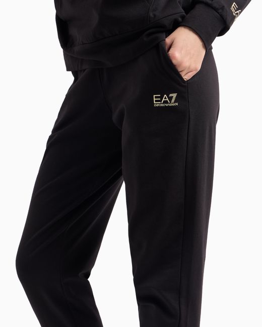 EA7 Black Stretch Cotton Jersey Hooded Tracksuit