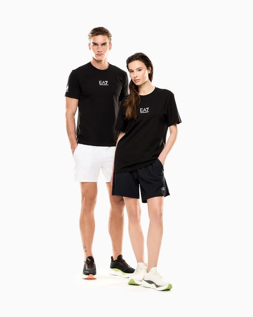 EA7 Internazionali Bnl D'Italia T-Shirt Mit Print, Gefertigt Aus Baumwolle Mit Rundhalsausschnitt in Black für Herren