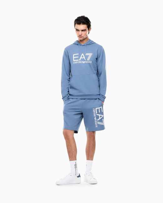 EA7 Blue Core Identity Cotton Shorts for men
