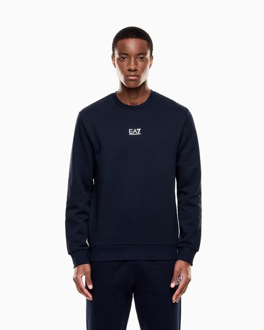 EA7 Blue Core Identity Cotton-Blend Crew-Neck Sweatshirt for men