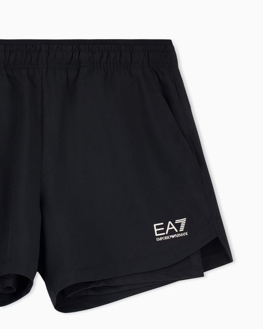 EA7 Black Technical Dynamic Shorts With A Drawstring Waist Vigor7 for men