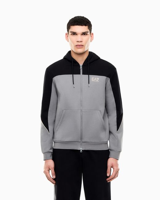 EA7 Black Regular Fit Jersey Hoodie for men