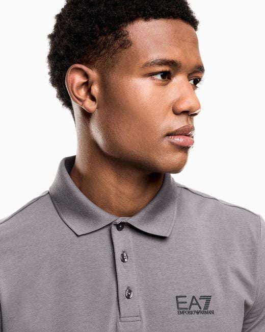 EA7 Gray Stretch Polo for men
