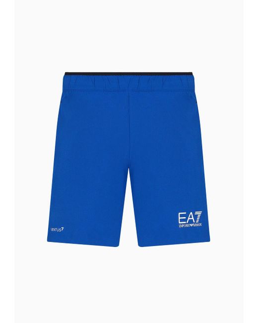 EA7 Blue Tennis Pro Bermuda Shorts In Ventus7 Technical Fabric for men