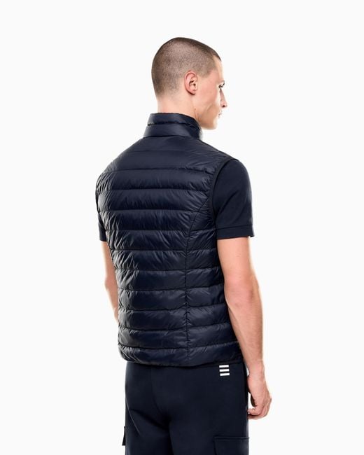 EA7 Blue Packable Gilet With Zip And Down Padding Core Identity for men
