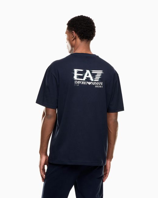 EA7 Blue Visibility Cotton Jersey T-Shirt for men