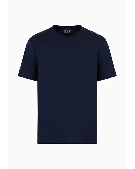 EA7 Blue Logo Series Cotton Crew-neck T-shirt for men