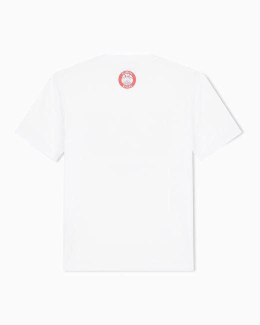 EA7 White Armani Olimpia Milano Pure Cotton T-Shirt for men