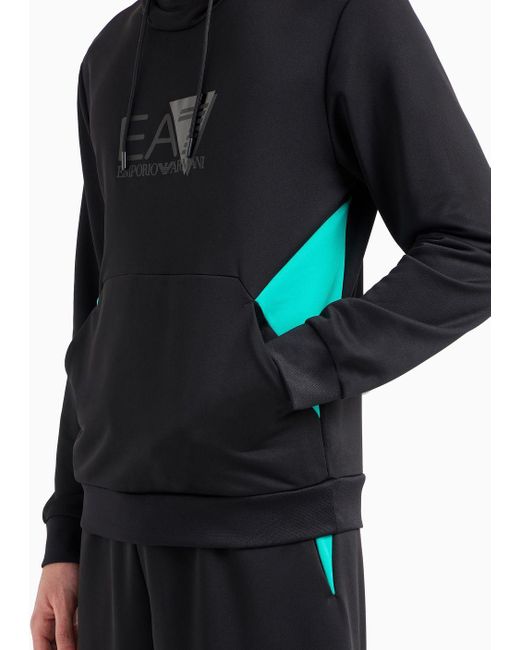 EA7 Visibility Sweatshirt Mit Kapuze Aus Funktionsgewebe in Black für Herren