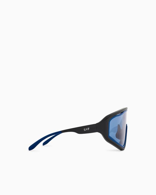 EA7 Black Irregular-Shaped Sports Sunglasses for men