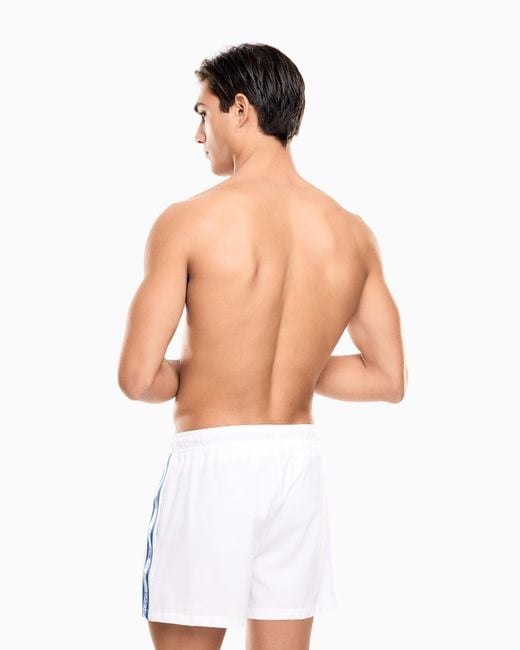 EA7 Blue Logo Series Swim Trunks With Logo Tape for men