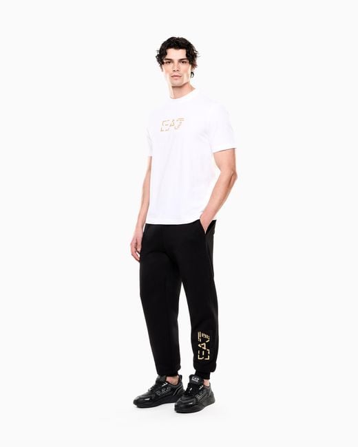 EA7 White Premium Label Cotton Jersey Crew-Neck T-Shirt for men