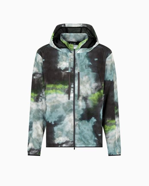EA7 Green Dynamic Athlete Hooded Jacket for men