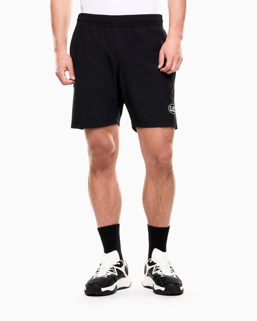 EA7 Black Tennis Pro Shorts for men