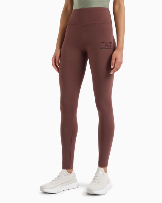 EA7 Purple Logo Series Recycled Cotton-Blend Leggings