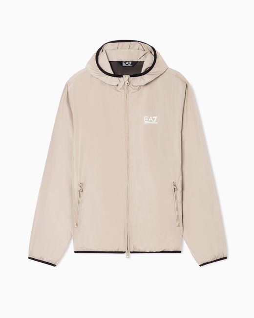 EA7 Natural Technical Hooded Bomber With Zip Closure Core Identity for men