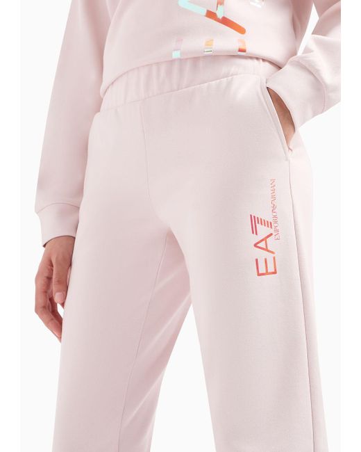 EA7 Pink Logo Series Joggers In Asv Organic Cotton