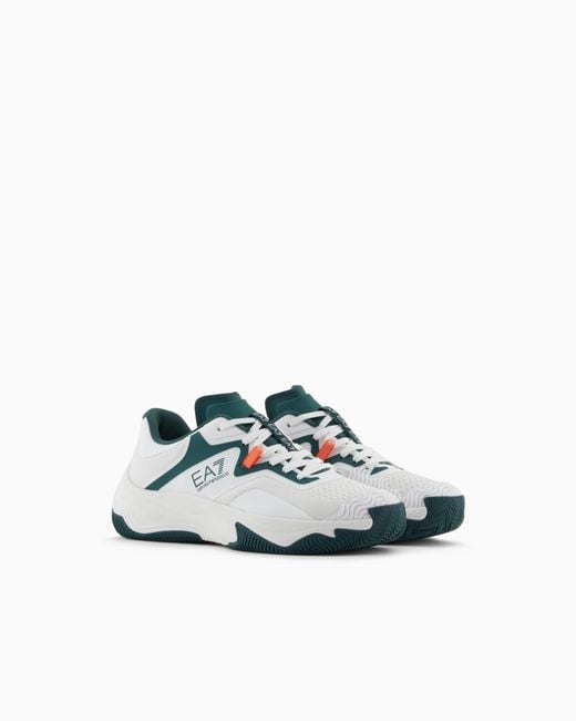 EA7 White Running Sneaker With A Breathable Mesh Upper New Padel