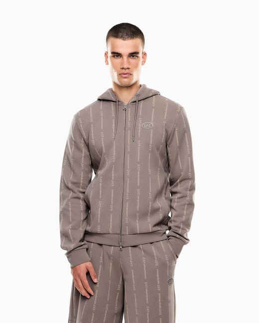 EA7 Natural Graphic Series Cotton-Blend Hooded Zip-Up Sweatshirt for men