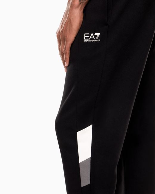 EA7 Black Summer Block Pure Cotton Joggers for men