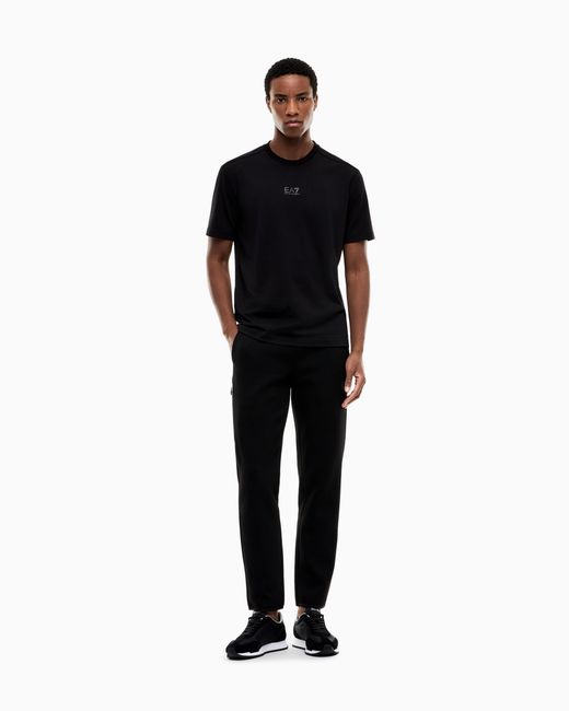 EA7 Black Slim-Fit Trousers Natural Ventus 7 Technical Cotton Jersey for men