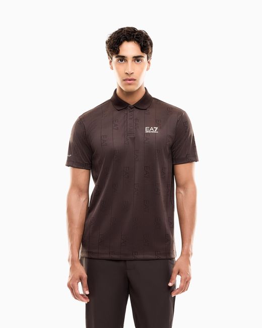 EA7 Black Polo Shirt Golf Pro for men