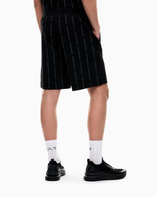 EA7 Black Graphic Series Cotton-Blend Bermuda Shorts for men